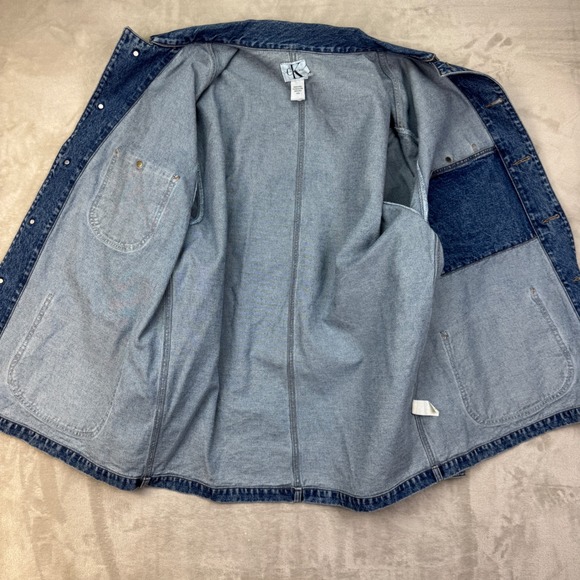 Calvin Klein Engine Jacket Denim Barn Chore Coat 90s NWT XL Deadstock Rare - Picture 3 of 15